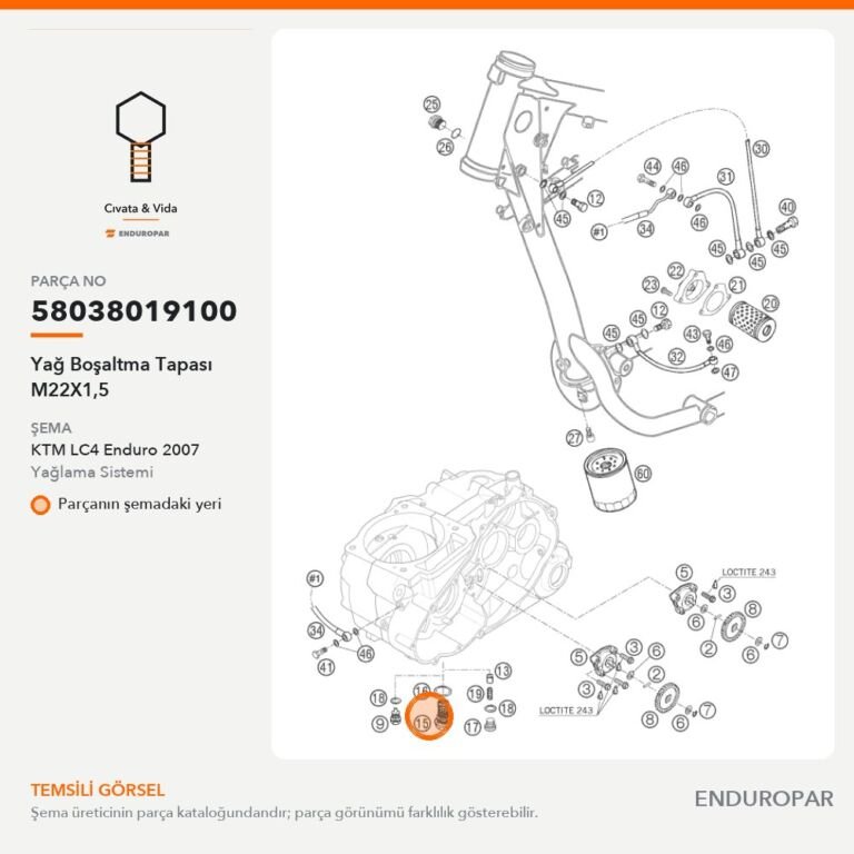 Yağ Boşaltma Tapası M22X1,5 58038019100 parça şeması