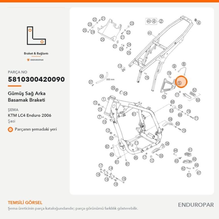 Gümüş Sağ Arka Basamak Braketi 5810300420090 parça şeması