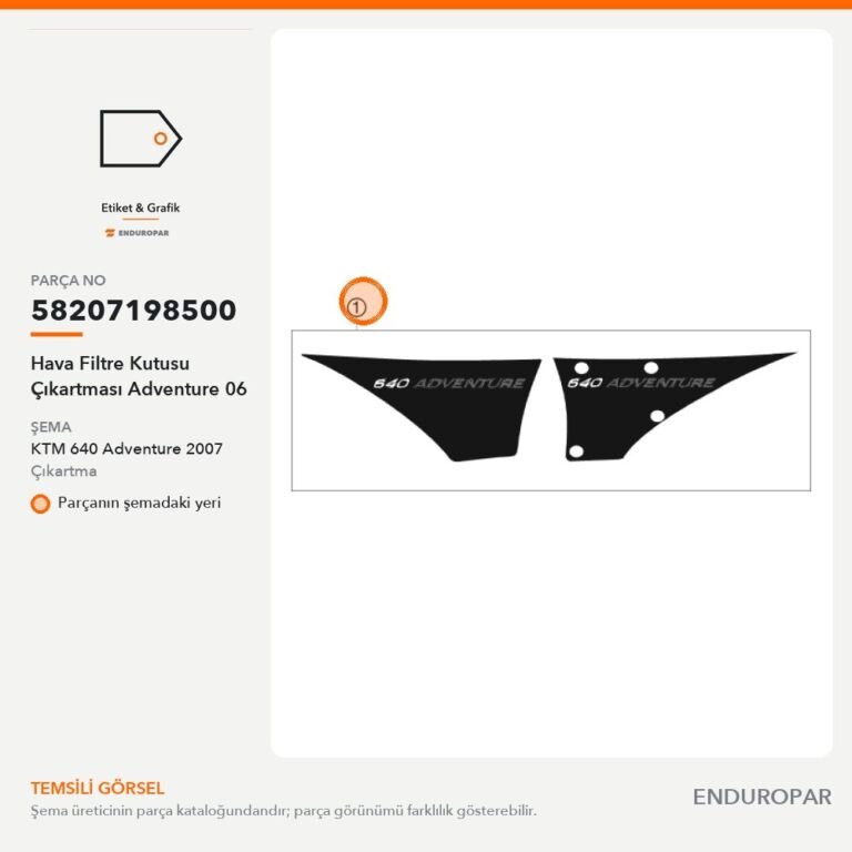 Hava Filtre Kutusu Çıkartması Adventure 06 58207198500 parça şeması