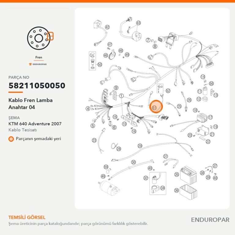 Kablo Fren Lamba Anahtar 04 58211050050 parça şeması