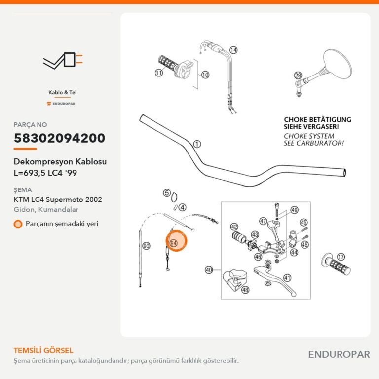 Dekompresyon Kablosu L=693,5 LC4 '99 58302094200 parça şeması