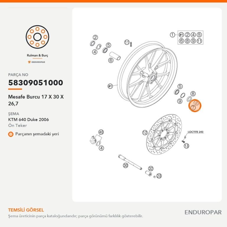 Mesafe Burcu 17 X 30 X 26,7 58309051000 parça şeması