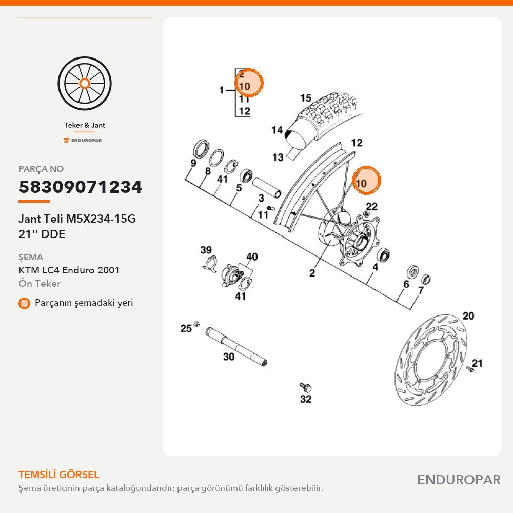 Jant Teli M5X234-15G 21'' DDE 58309071234 parça şeması