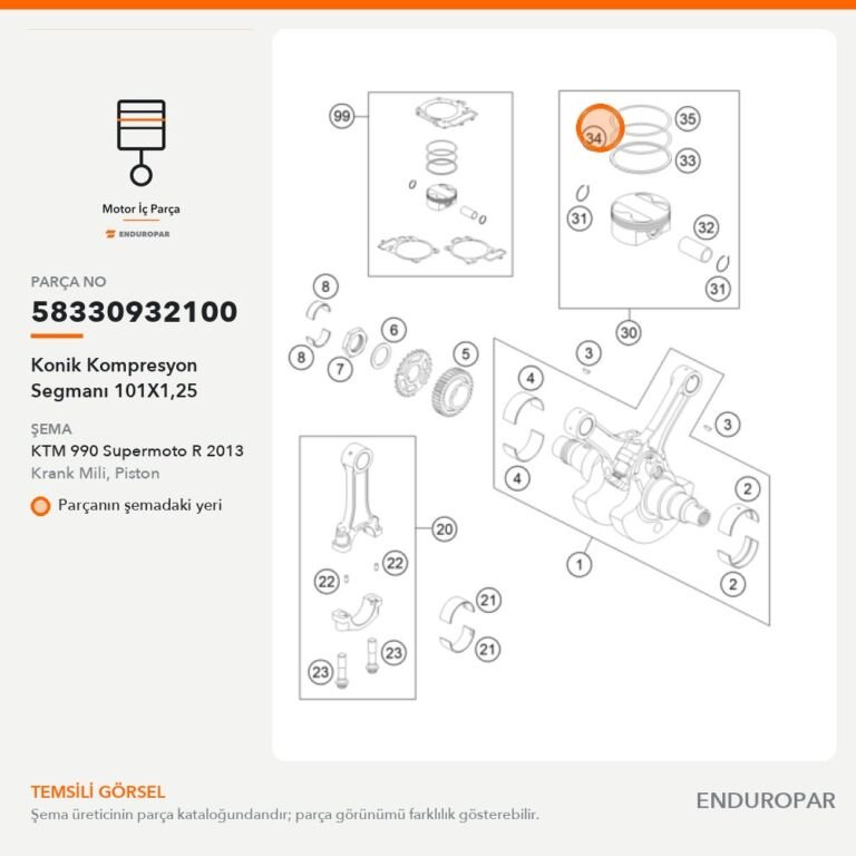 Konik Kompresyon Segmanı 101X1,25 58330932100 parça şeması