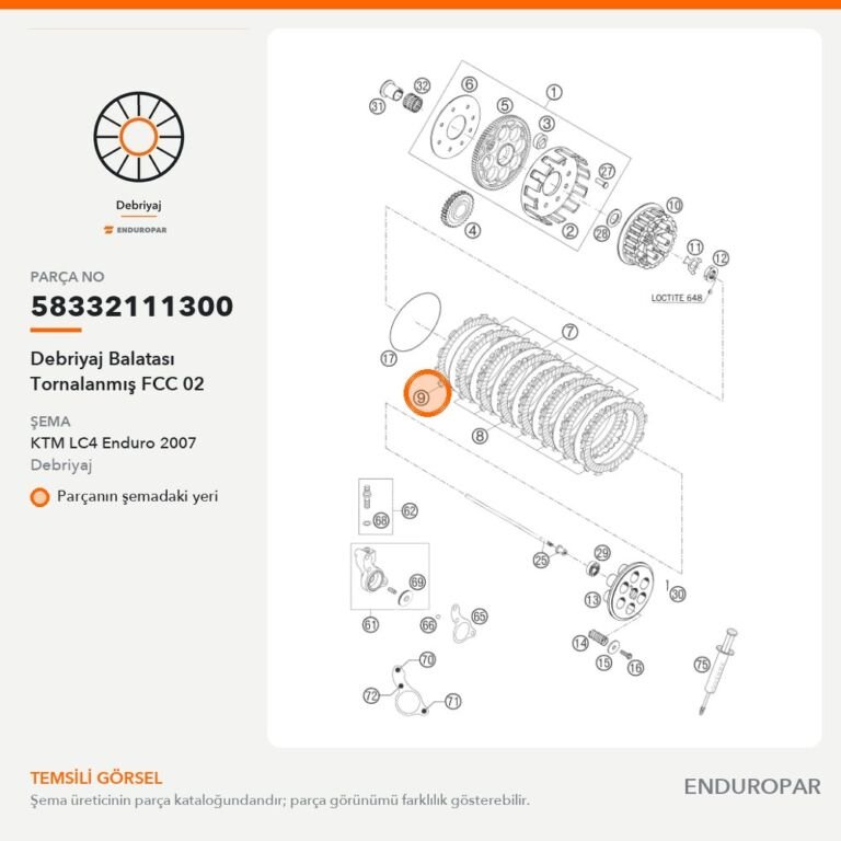 Debriyaj Balatası Tornalanmış FCC 02 58332111300 parça şeması