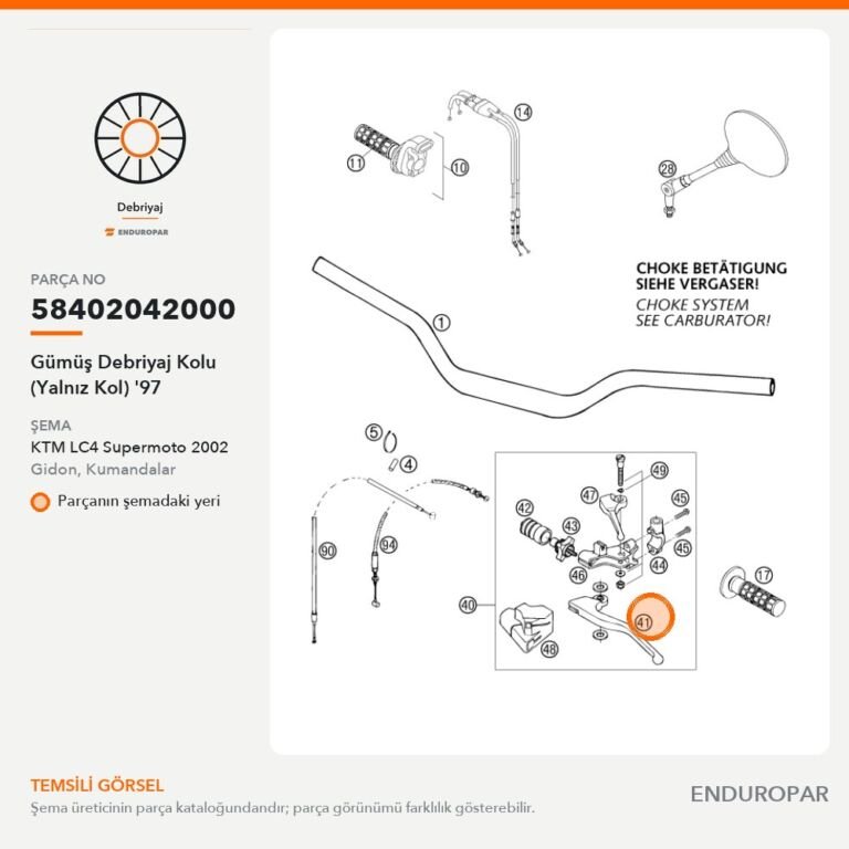 Gümüş Debriyaj Kolu (Yalnız Kol) '97 58402042000 parça şeması