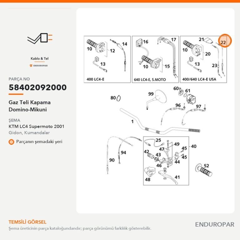 Gaz Teli Kapama Domino-Mikuni 58402092000 parça şeması