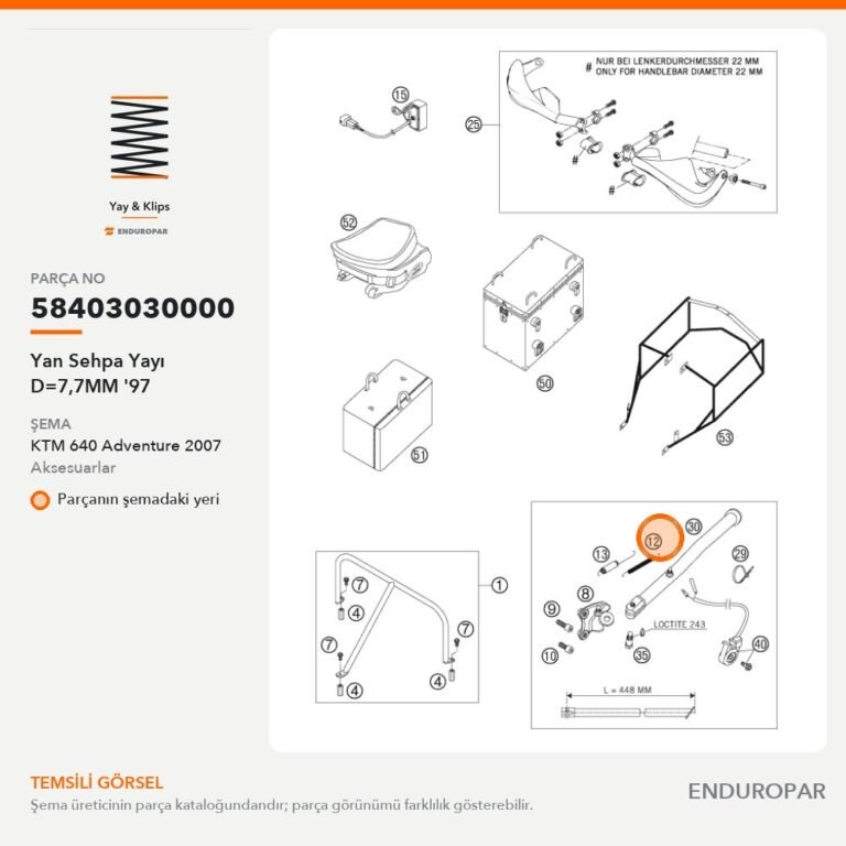 Yan Sehpa Yayı D=7,7MM '97 58403030000 parça şeması