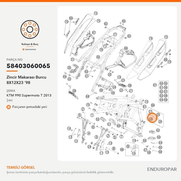Zincir Makarası Burcu 8X12X23 '98 58403060065 parça şeması
