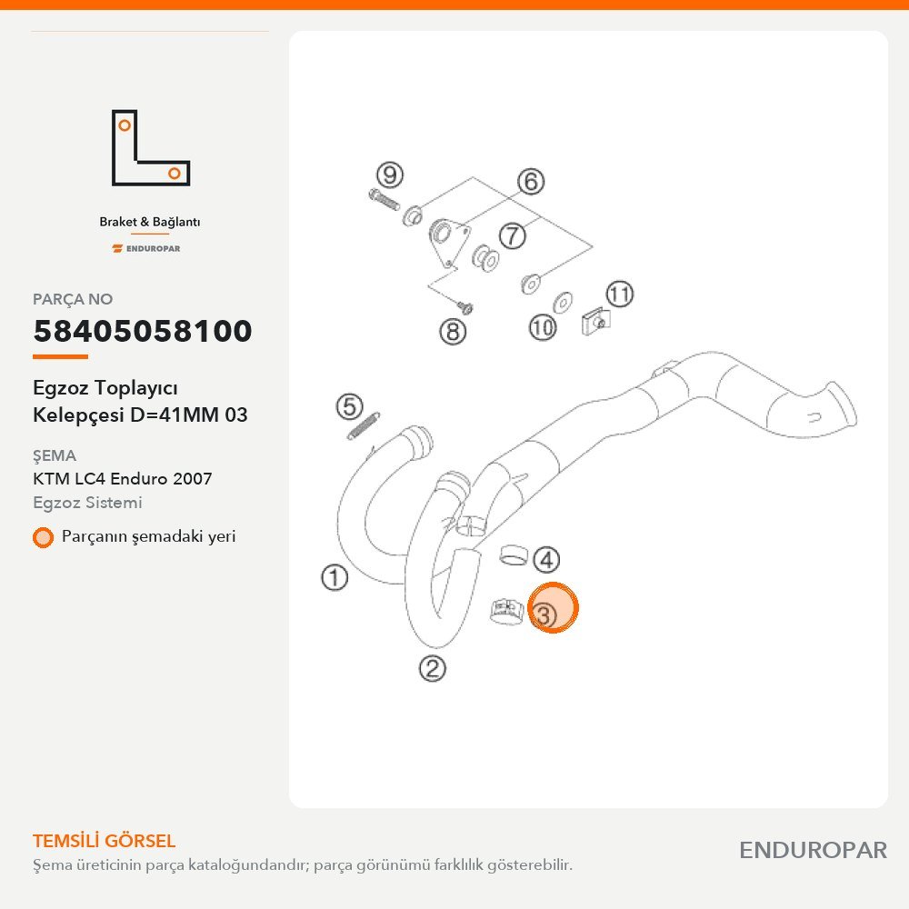 Egzoz Toplayıcı Kelepçesi D=41MM 03 58405058100 parça şeması