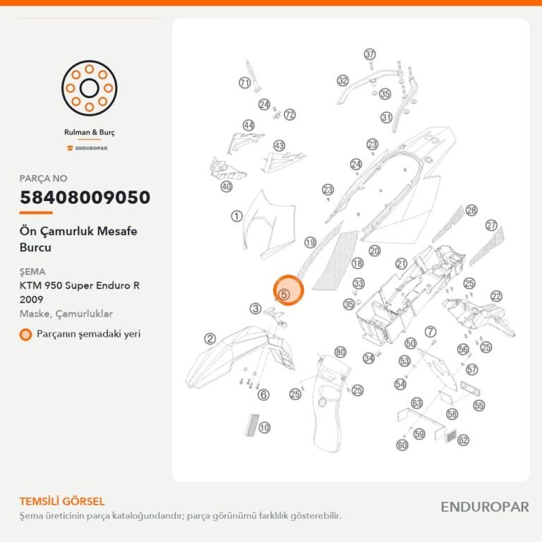 Ön Çamurluk Mesafe Burcu 58408009050 parça şeması