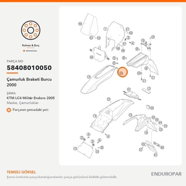 Çamurluk Braketi Burcu 2000 58408010050 parça şeması
