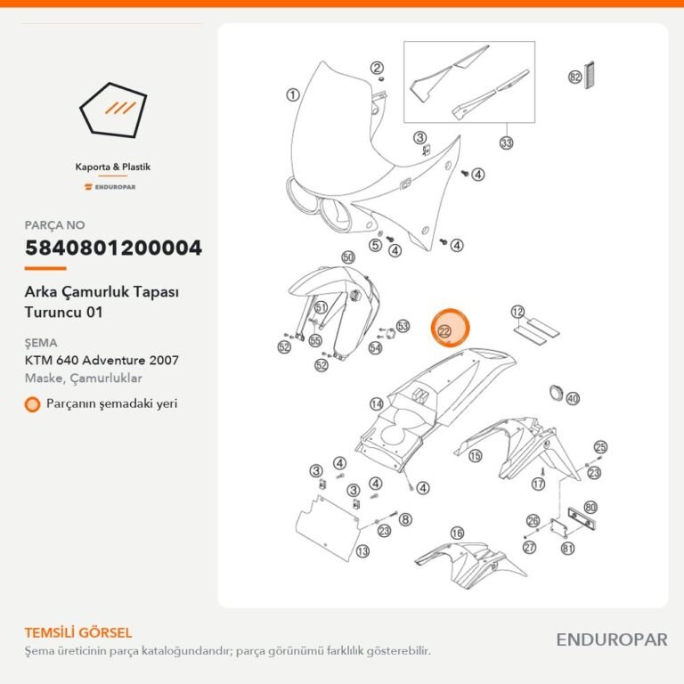 Arka Çamurluk Tapası Turuncu 01 5840801200004 parça şeması