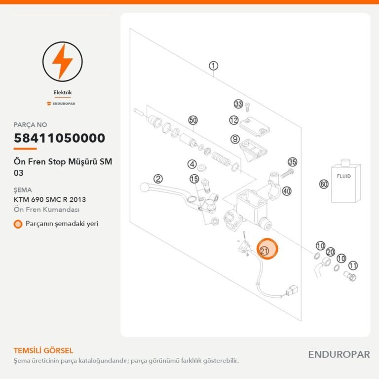 Ön Fren Stop Müşürü SM 03 58411050000 parça şeması