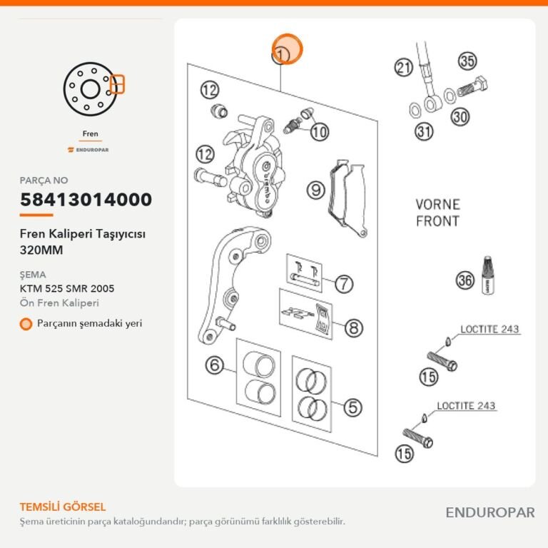 Fren Kaliperi Taşıyıcısı 320MM 58413014000 parça şeması