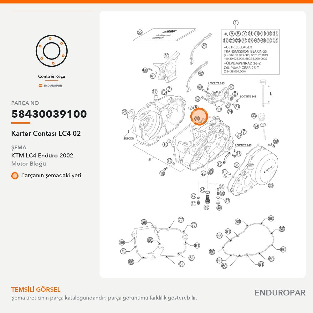Karter Contası LC4 02 58430039100 parça şeması