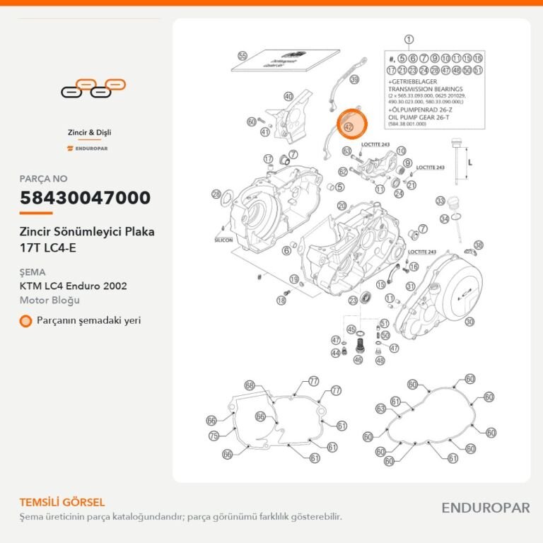 Zincir Sönümleyici Plaka 17T LC4-E 58430047000 parça şeması