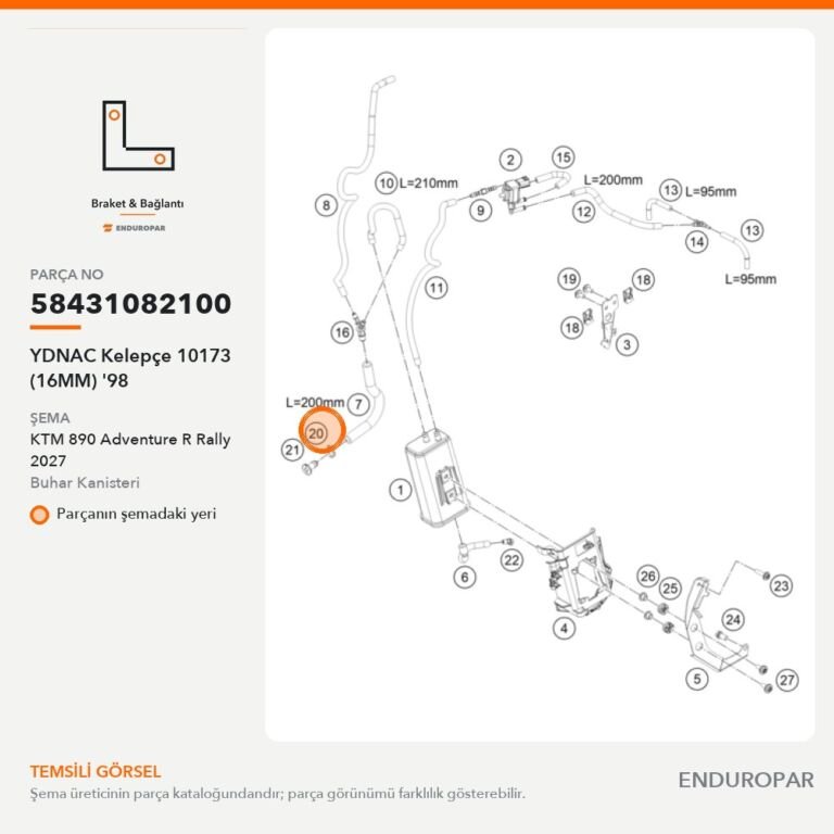 YDNAC Kelepçe 10173 (16MM) '98 58431082100 parça şeması