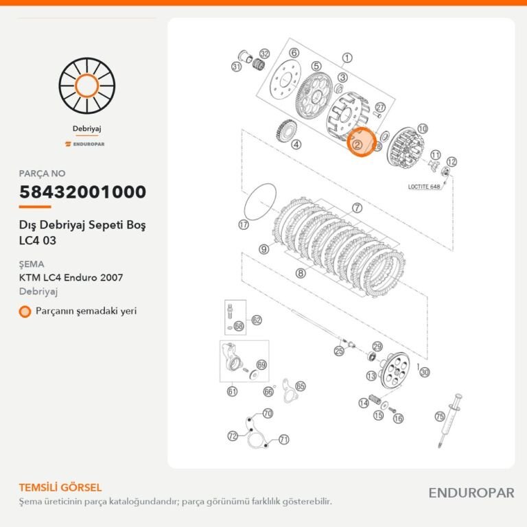 Dış Debriyaj Sepeti Boş LC4 03 58432001000 parça şeması