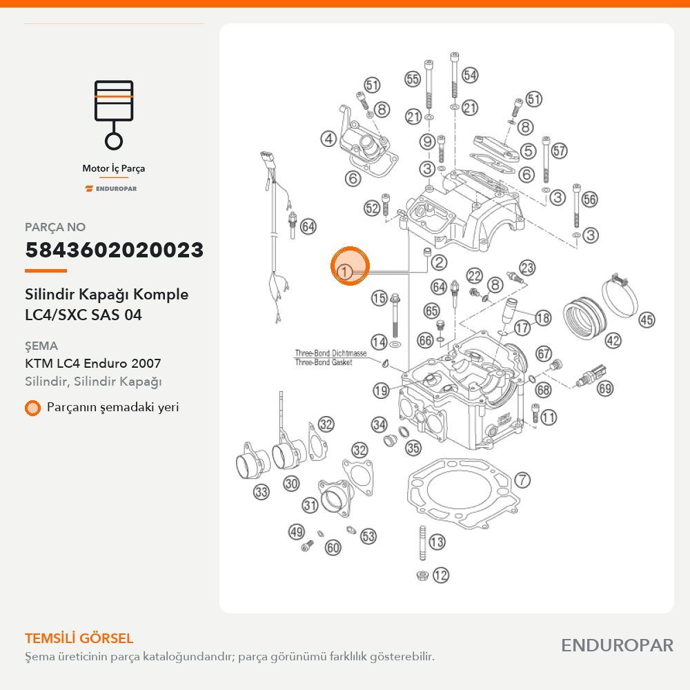 Silindir Kapağı Komple LC4/SXC SAS 04 5843602020023 parça şeması