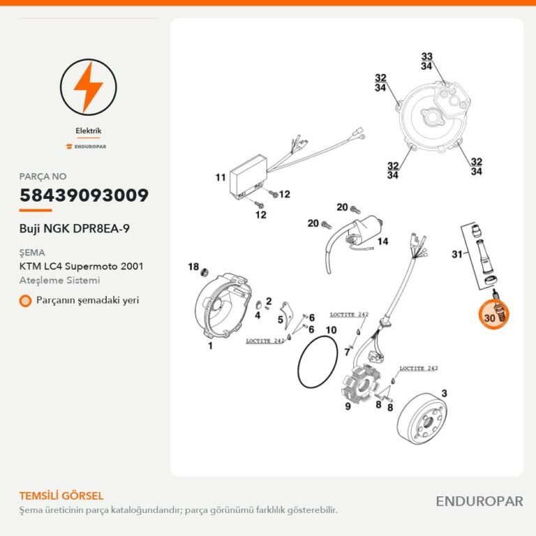 Buji NGK DPR8EA-9 58439093009 parça şeması