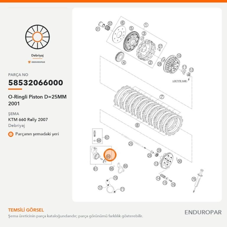 O-Ringli Piston D=25MM 2001 58532066000 parça şeması