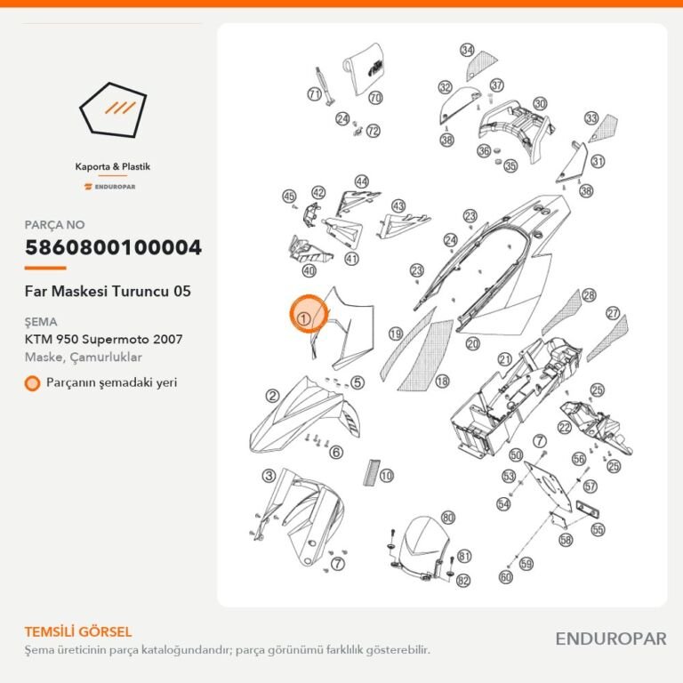 Far Maskesi Turuncu 05 5860800100004 parça şeması