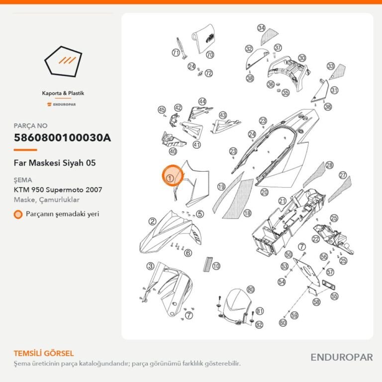 Far Maskesi Siyah 05 5860800100030A parça şeması