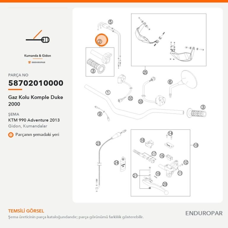 Gaz Kolu Komple Duke 2000 58702010000 parça şeması