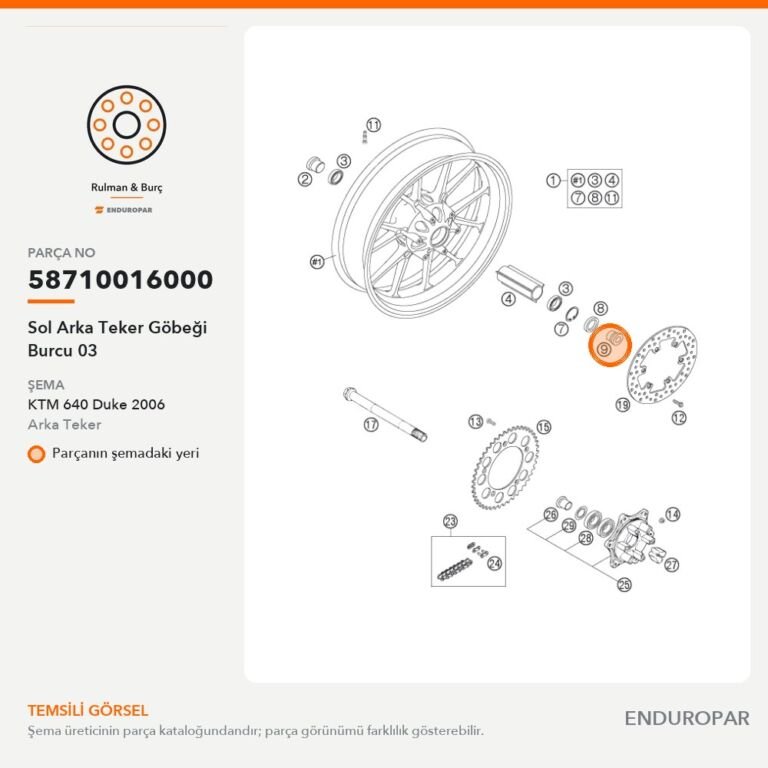 Sol Arka Teker Göbeği Burcu 03 58710016000 parça şeması