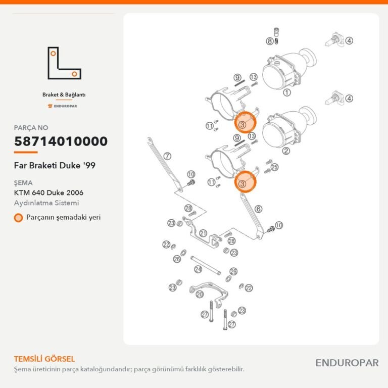 Far Braketi Duke '99 58714010000 parça şeması