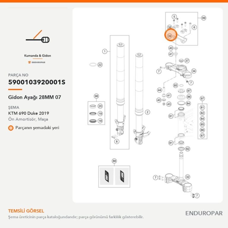Gidon Ayağı 28MM 07 5900103920001S parça şeması