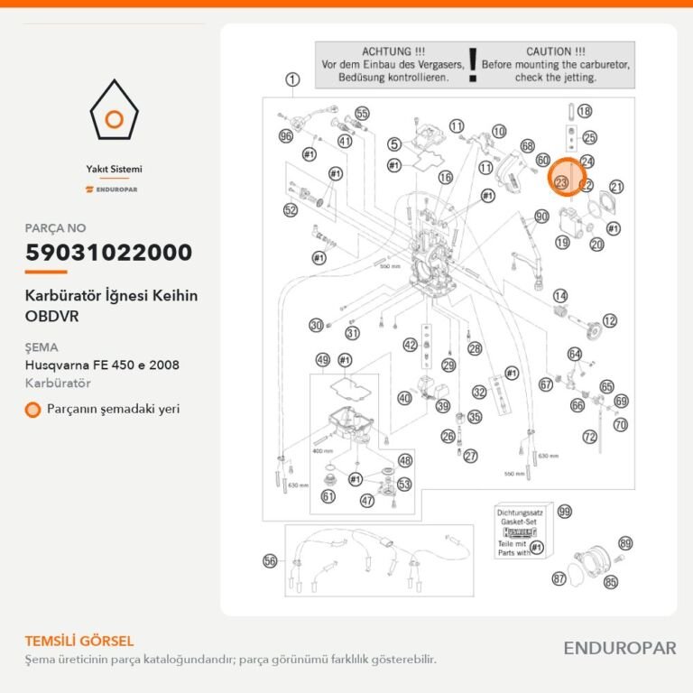 Karbüratör İğnesi Keihin OBDVR 59031022000 parça şeması