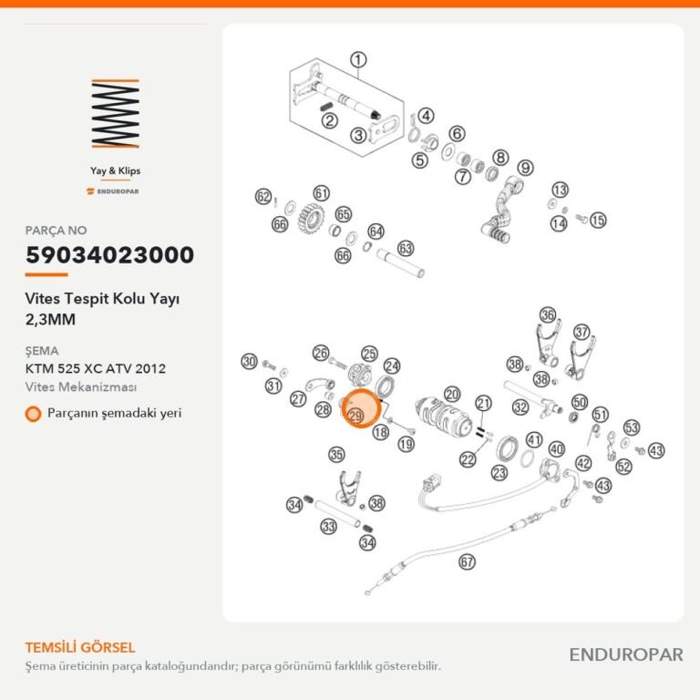 Vites Tespit Kolu Yayı 2,3MM 59034023000 parça şeması