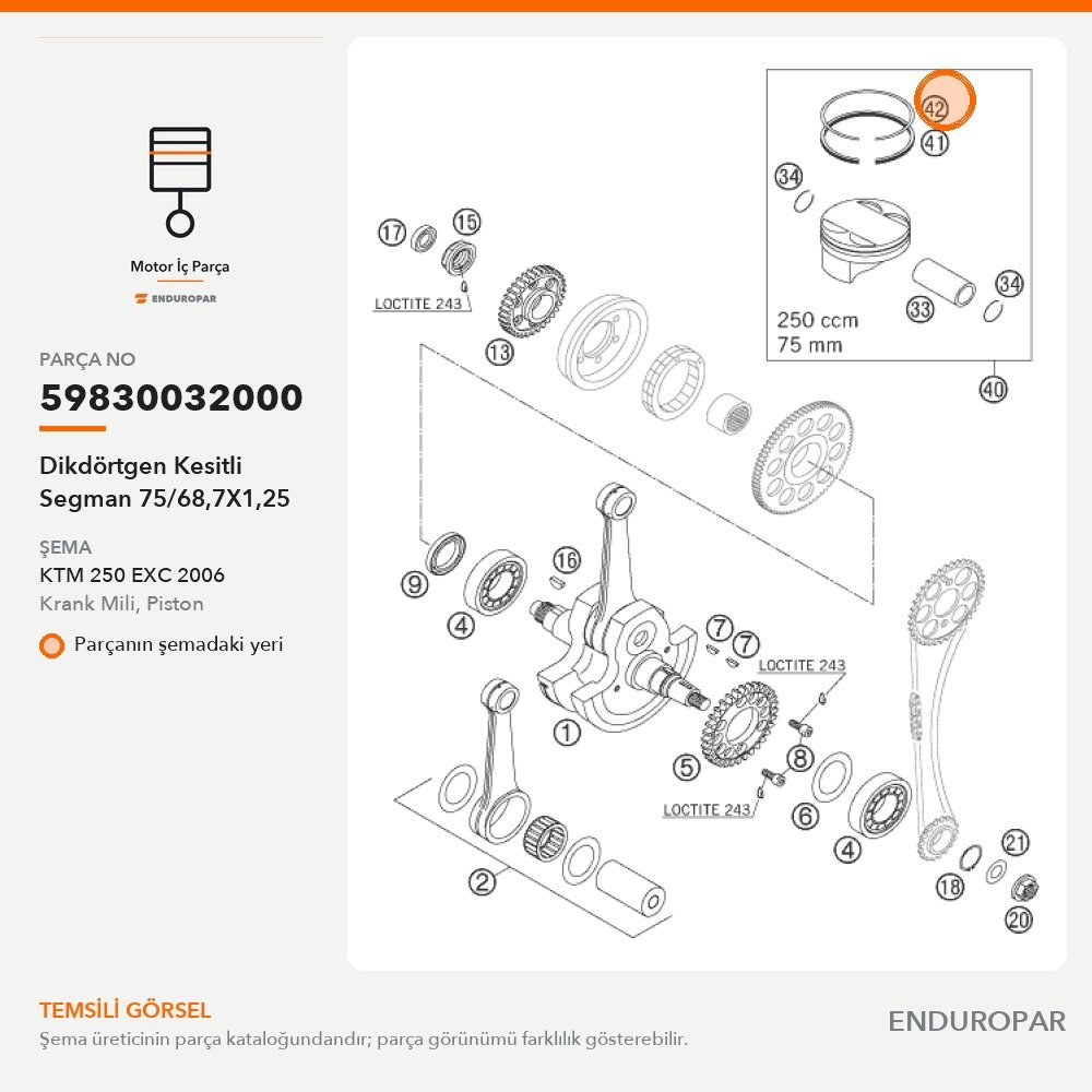 Dikdörtgen Kesitli Segman 75/68,7X1,25 59830032000 parça şeması