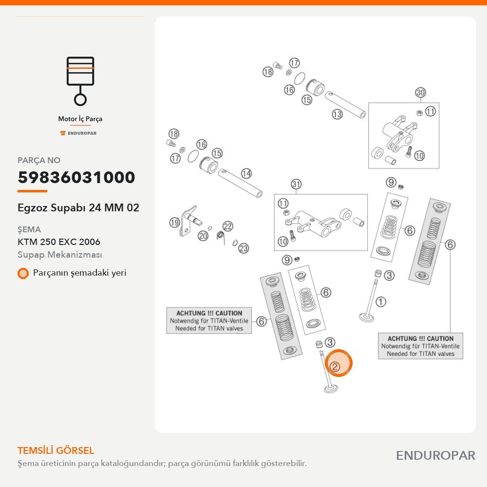 Egzoz Supabı 24 MM 02 59836031000 parça şeması