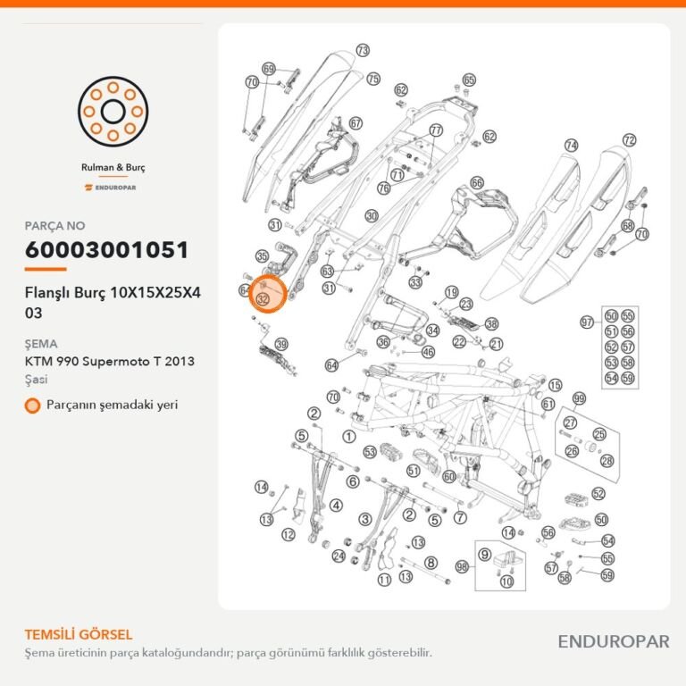 Flanşlı Burç 10X15X25X4 03 60003001051 parça şeması