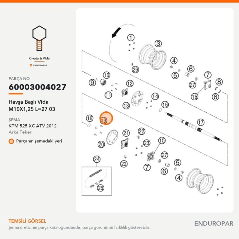 Havşa Başlı Vida M10X1,25 L=27 03 60003004027 parça şeması