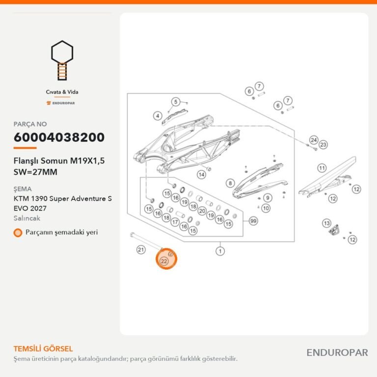 Flanşlı Somun M19X1,5 SW=27MM 60004038200 parça şeması