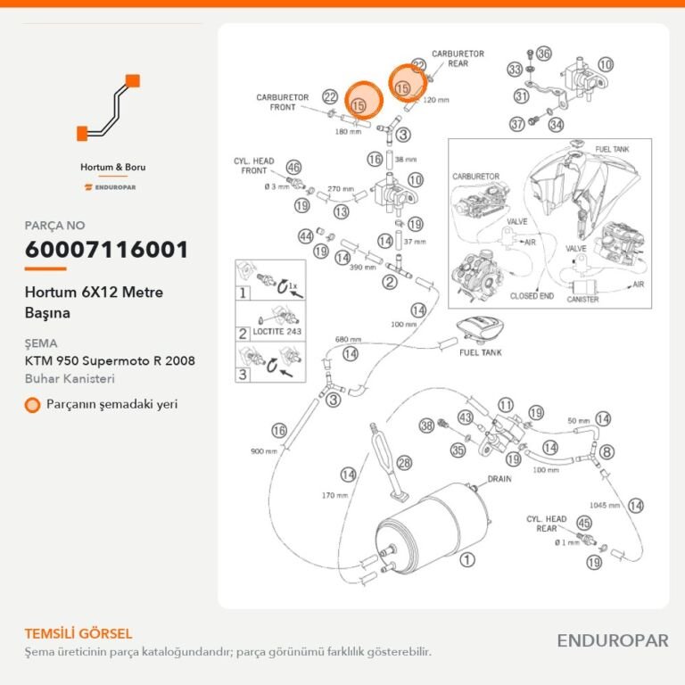 Hortum 6X12 Metre Başına 60007116001 parça şeması