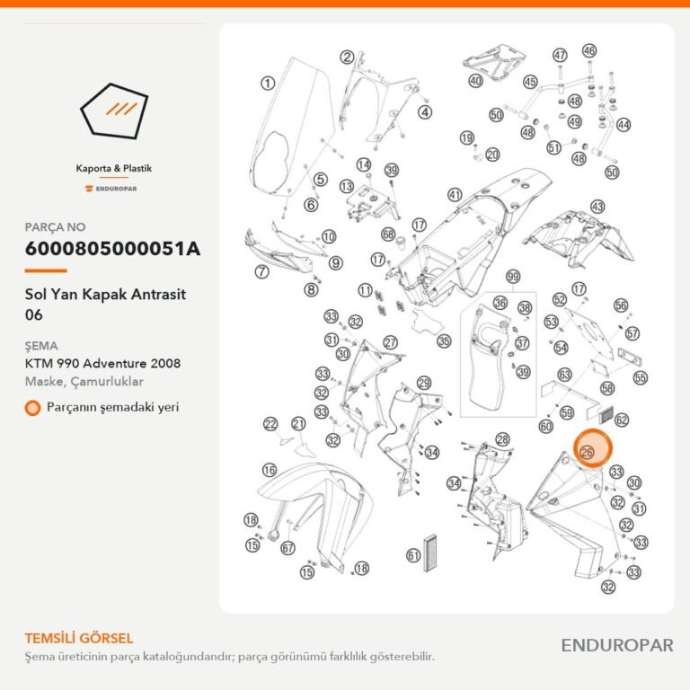 Sol Yan Kapak Antrasit 06 6000805000051A parça şeması