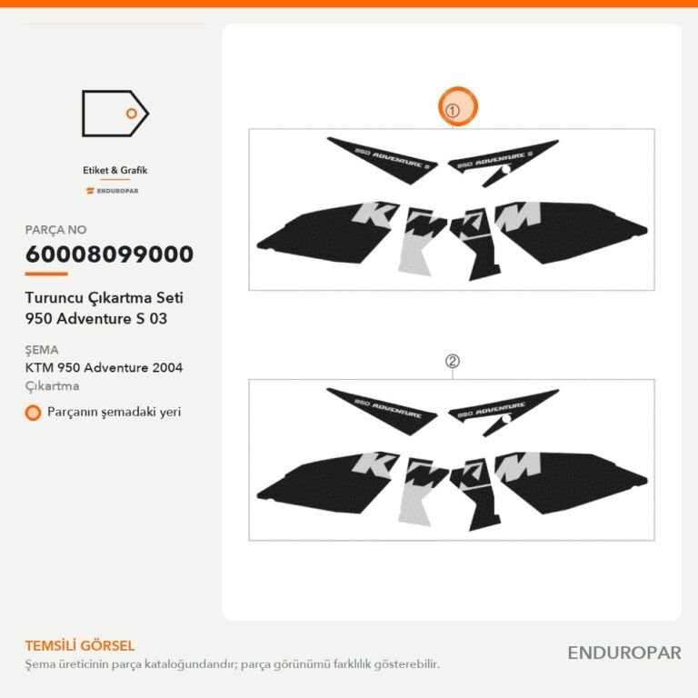 Turuncu Çıkartma Seti 950 Adventure S 03 60008099000 parça şeması