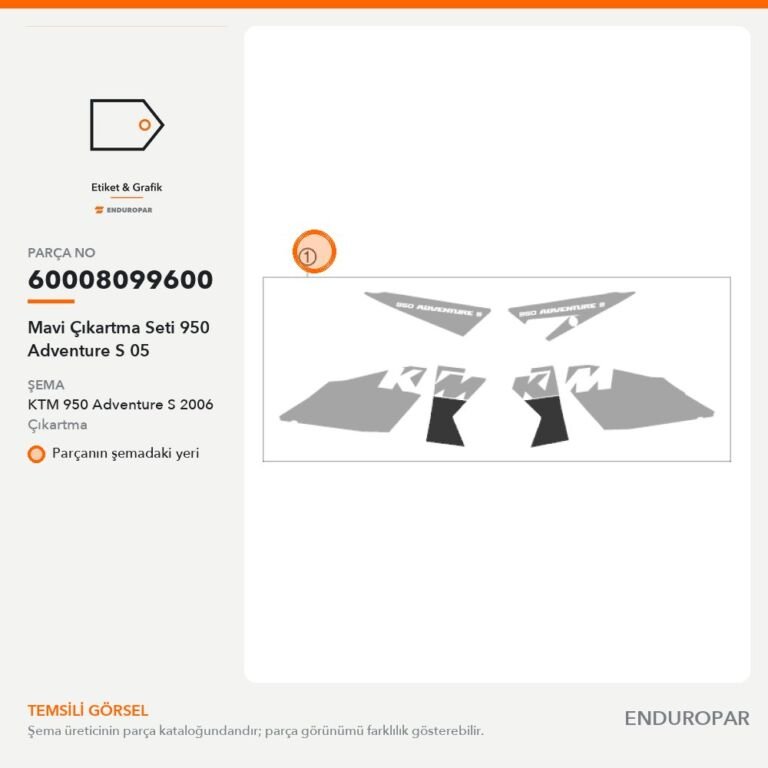Mavi Çıkartma Seti 950 Adventure S 05 60008099600 parça şeması