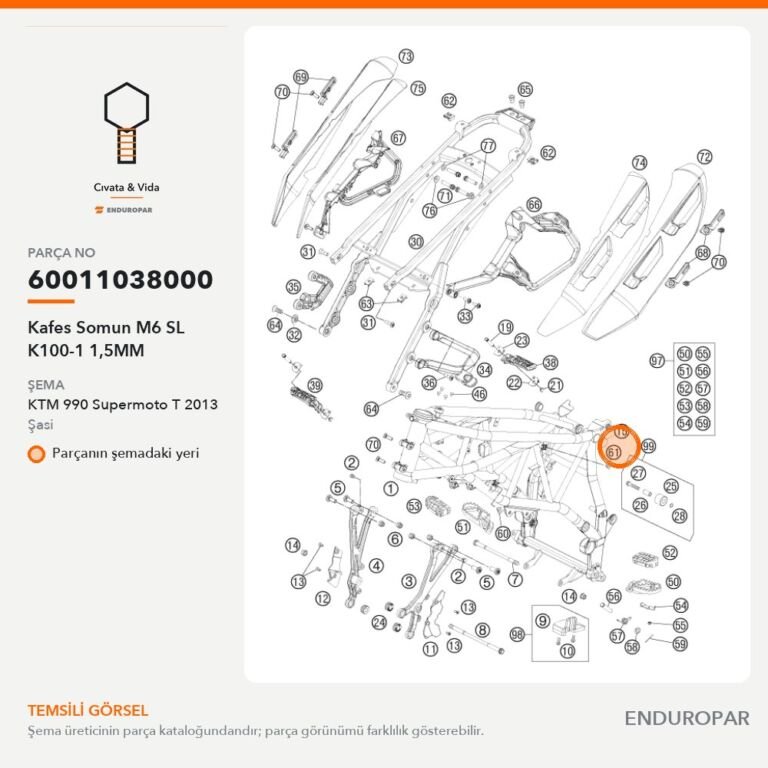 Kafes Somun M6 SL K100-1 1,5MM 60011038000 parça şeması
