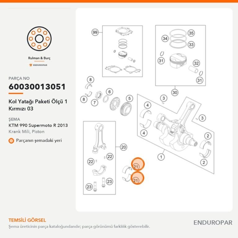 Kol Yatağı Paketi Ölçü 1 Kırmızı 03 60030013051 parça şeması