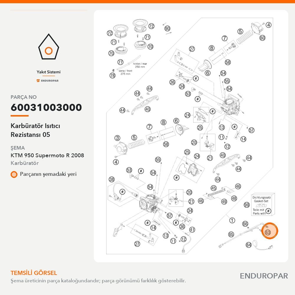 Karbüratör Isıtıcı Rezistansı 05 60031003000 parça şeması
