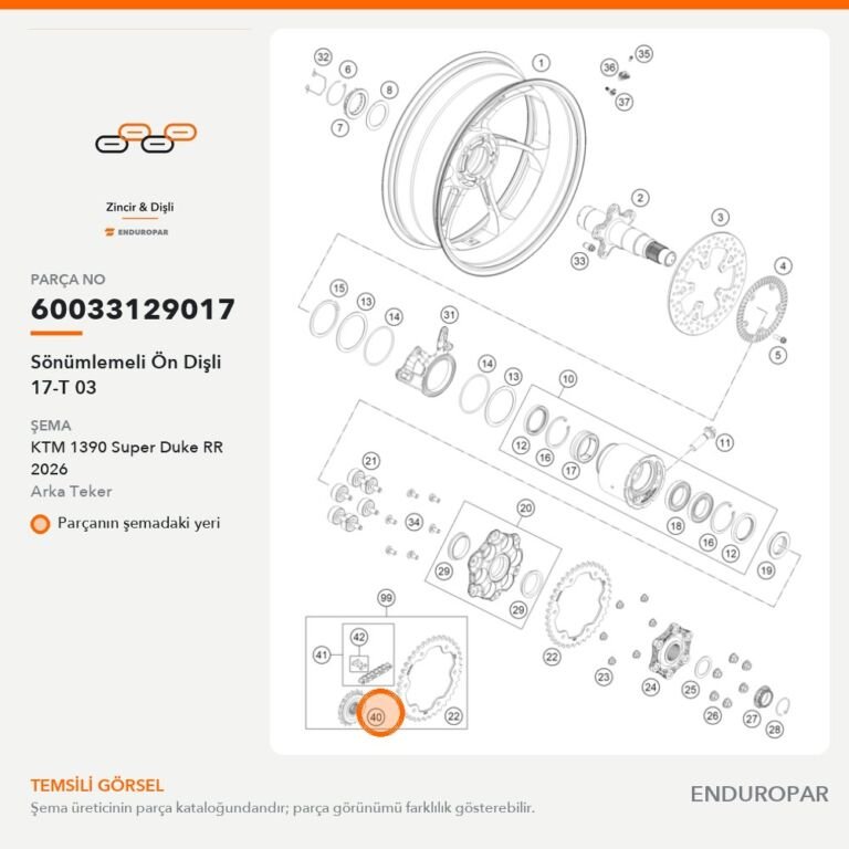 Sönümlemeli Ön Dişli 17-T 03 60033129017 parça şeması