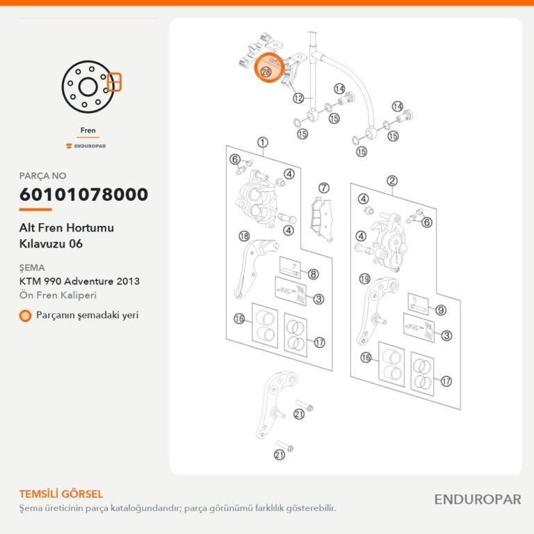 Alt Fren Hortumu Kılavuzu 06 60101078000 parça şeması