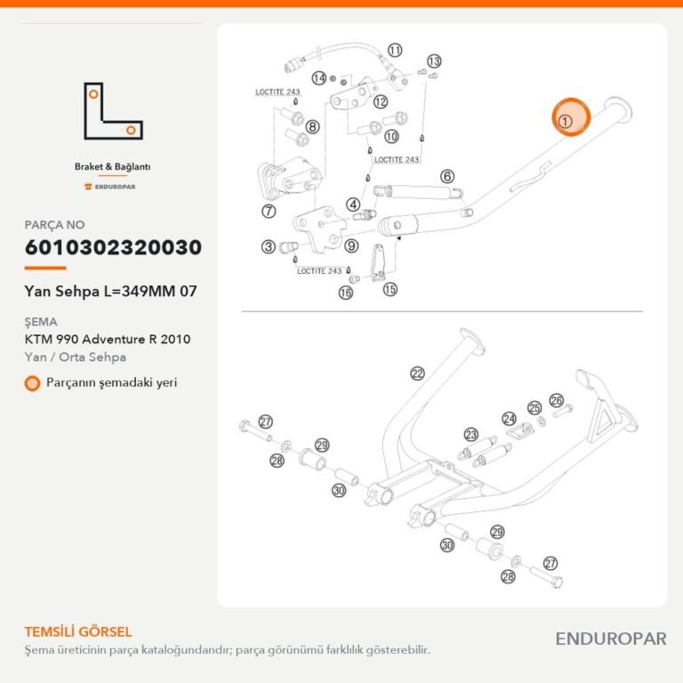 Yan Sehpa L=349MM 07 6010302320030 parça şeması