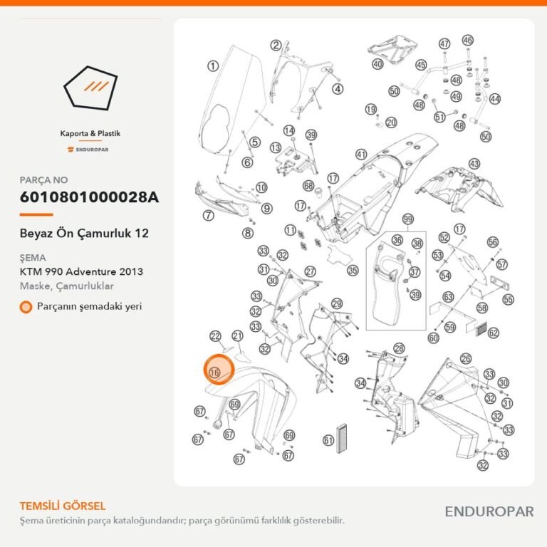 Beyaz Ön Çamurluk 12 6010801000028A parça şeması